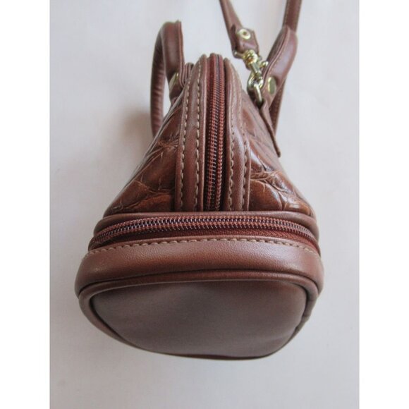 MODA Brand Women Bag Small Crossbody Handles Semicircular Brown Faux Crocodile - Picture 5 of 16